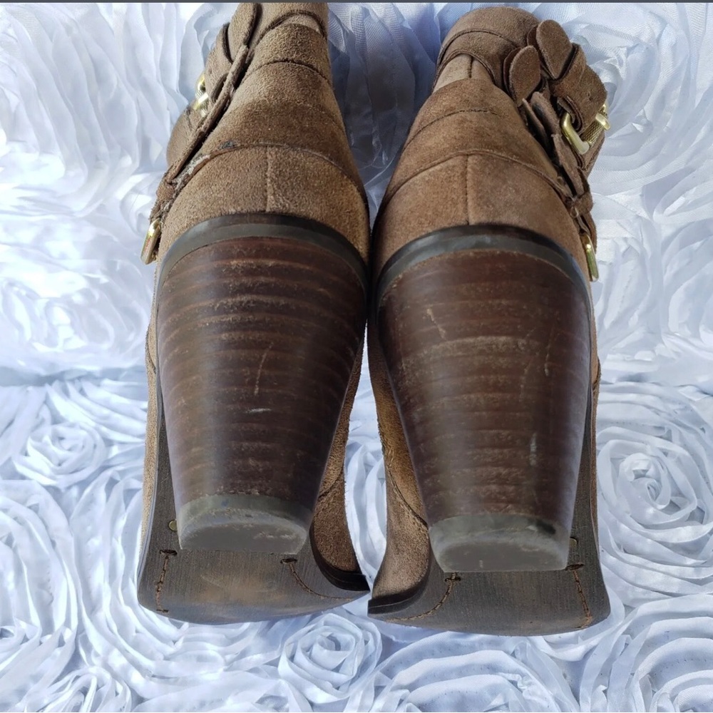 Sam Edelman Lucca Brown Suede Buckle Ankle Heel Boots Bootie Women's Size 7 M - Picture 6 of 8
